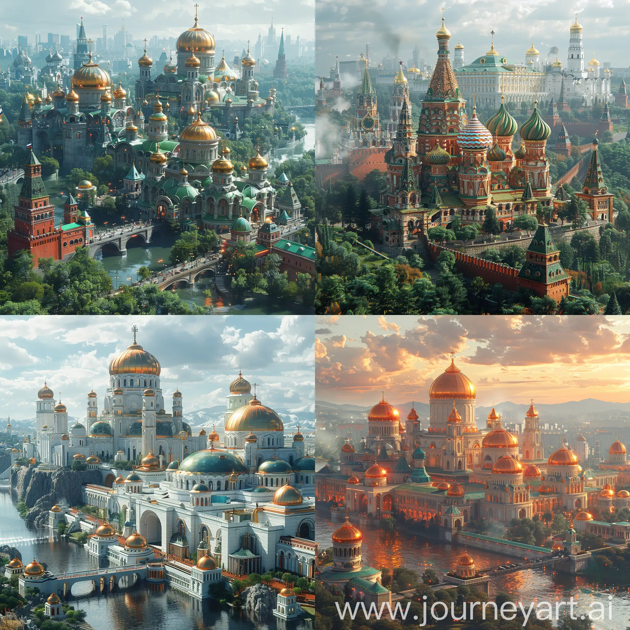 Futuristic Moscow Kremlin, ultra-modern, ultramodern, blade runner, utopia, octane render --stylize 1000