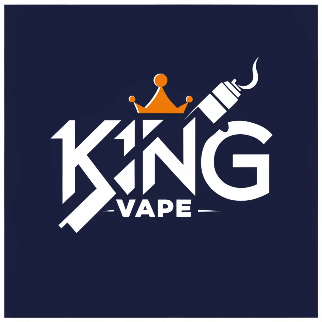 a logo design,with the text 'KINGVAPE', main symbol:KING USE VAPESTORE,Moderate, clear background