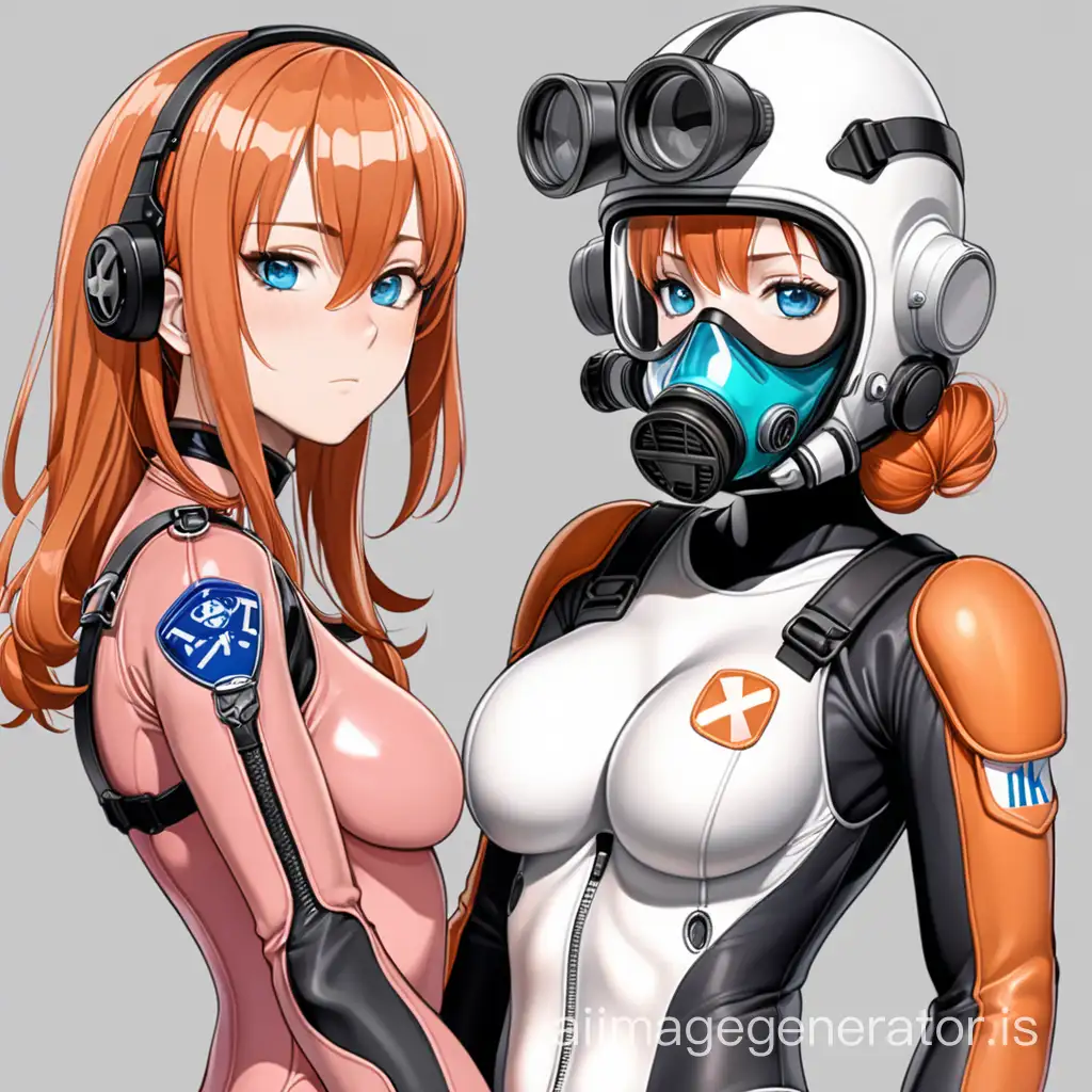 Daring-Duo-in-Multicolored-Pilot-Suits-with-Gas-Masks-and-Scuba-Gear