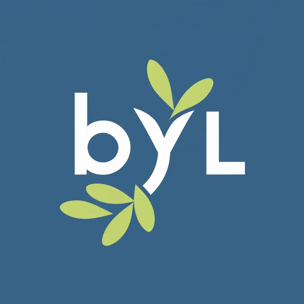 logo, Olive branch blue background, with the text "BYL Group", typography, be used in Legal industry
