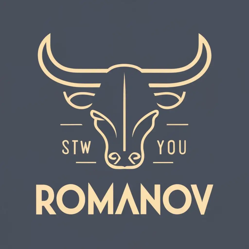 logo, Bull's head, with the text "Romanov", typography, be used in Retail industry