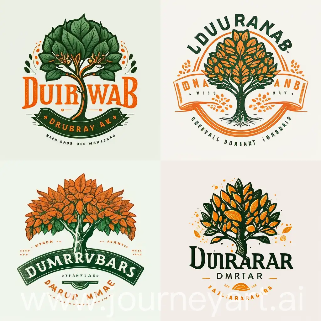 Design a visually captivating logo for "Dunbar NatureWorks," featuring a stylized tree with lush foliage to symbolize nature and growth, set against a transparent background. Beneath the tree, use a clean and modern font to write "Dunbar" in a bold green color, representing the landscape aspect, and "NatureWorks" in a warm orange tone, suggesting creativity and innovation. Ensure the design is simple yet elegant, aiming for a visually appealing and memorable logo that reflects the essence of the business while maintaining transparency for versatile application across various media.