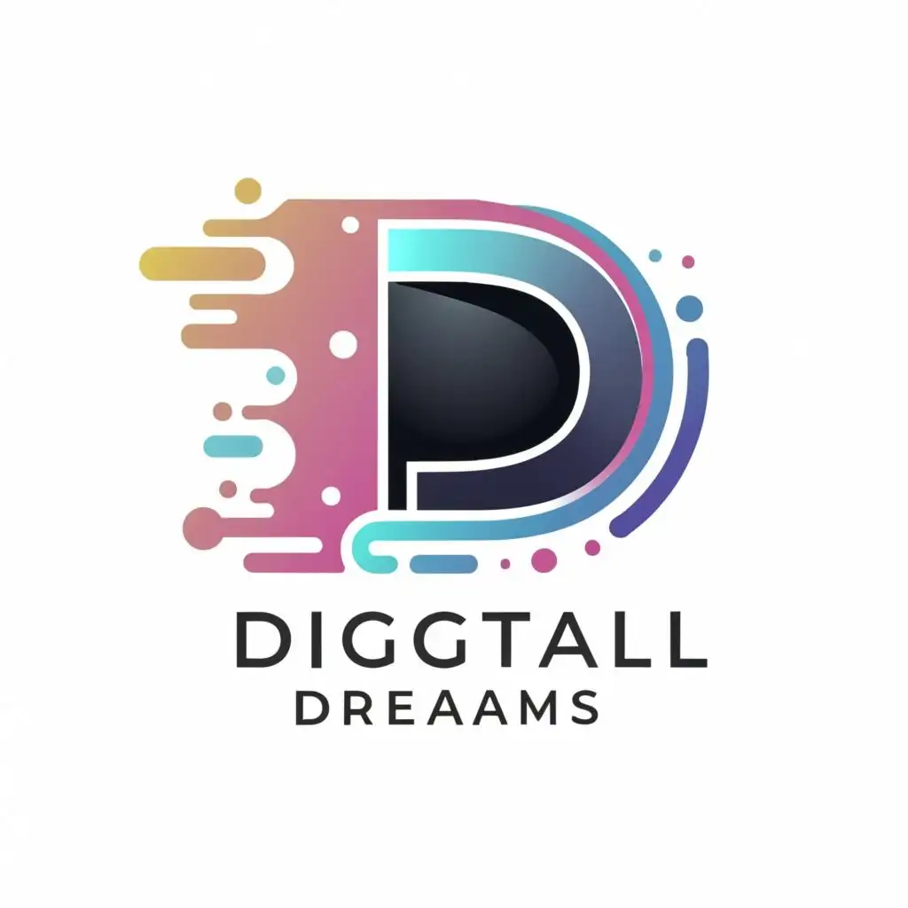 logo, A big letter D in a white background, with the text "Digital Dreams", typography, be used in Technology industry