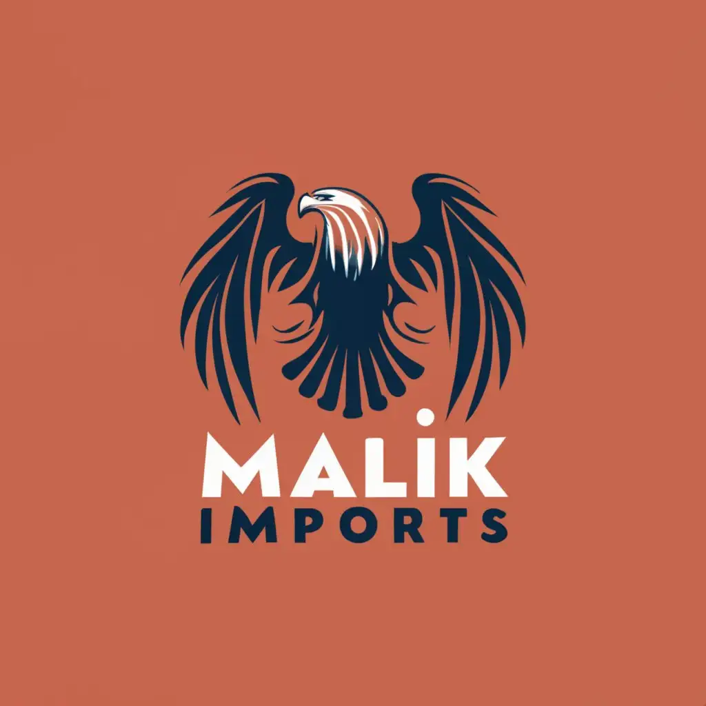 logo, create a creative logo give an eagle design to it and write "Malik Imports" in the middle of that, with the text "Malik Imports", typography
