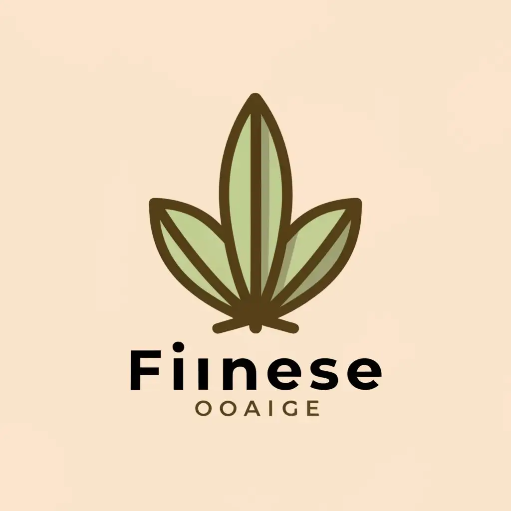 Logo-Design-for-Finesse-Foliage-Minimalist-Weed-Leaf-on-Earthy-Beige-Background