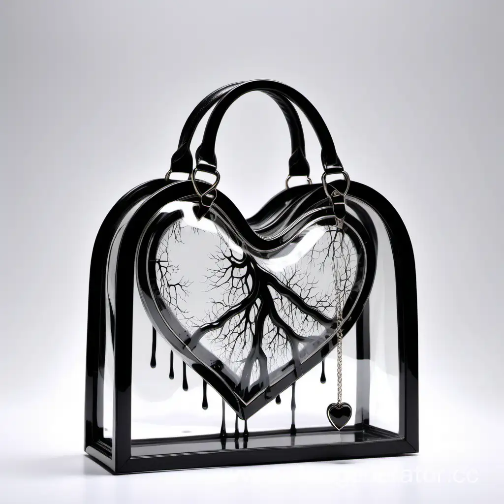 Black-Blood-Vessel-HeartShaped-Womens-Handbag-with-Dual-Handles