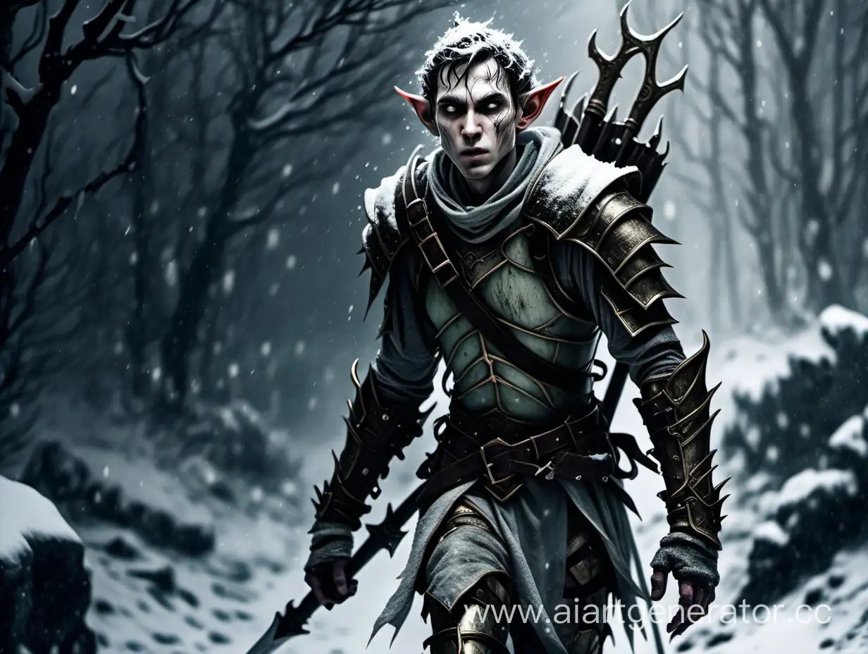Crippled-Elf-Warrior-Braving-Snowstorm-in-Dark-Horror-Style