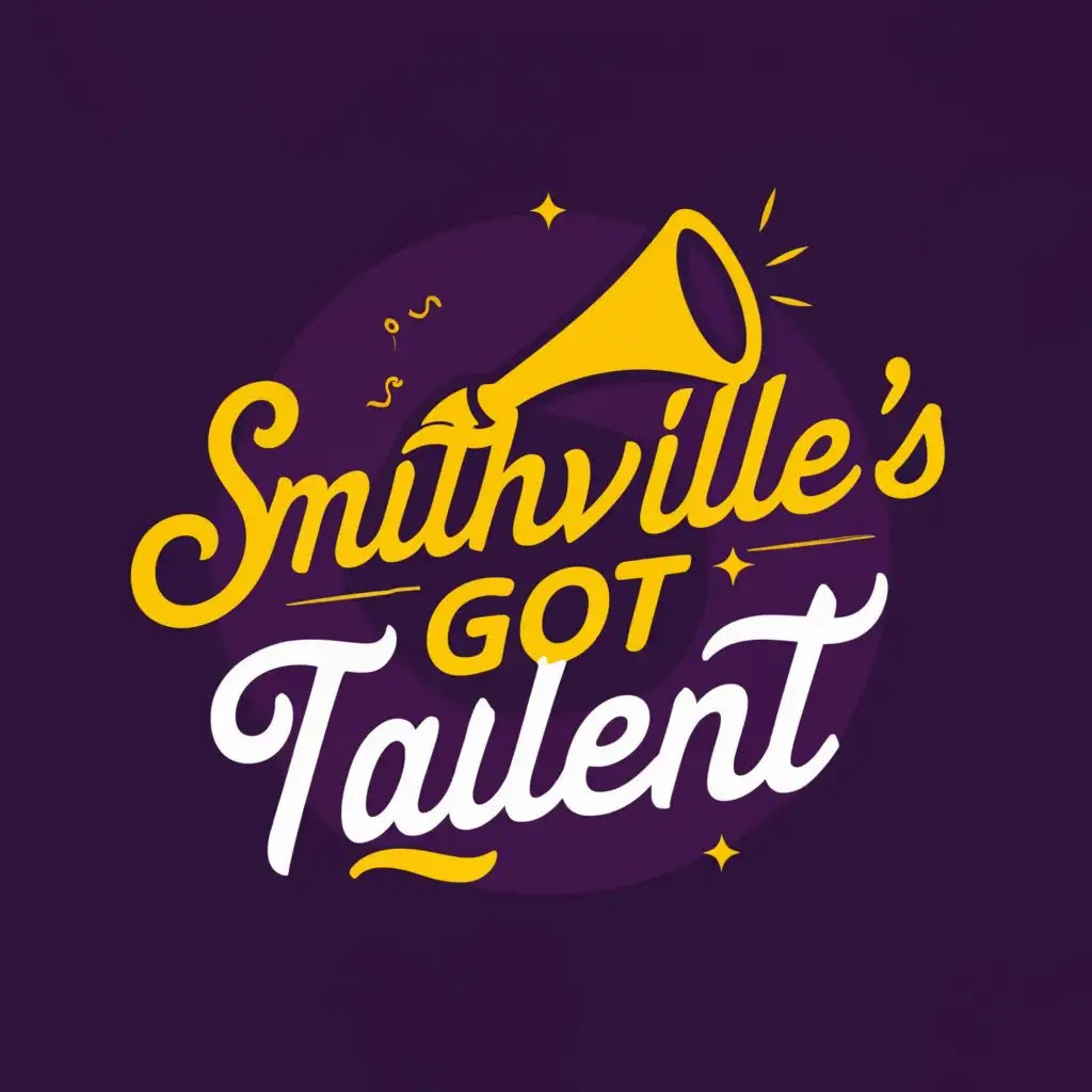 a logo design,with the text "Smithville's got talent", main symbol:Purple
Yellow
Talent show
,Minimalistic,be used in Events industry,clear background