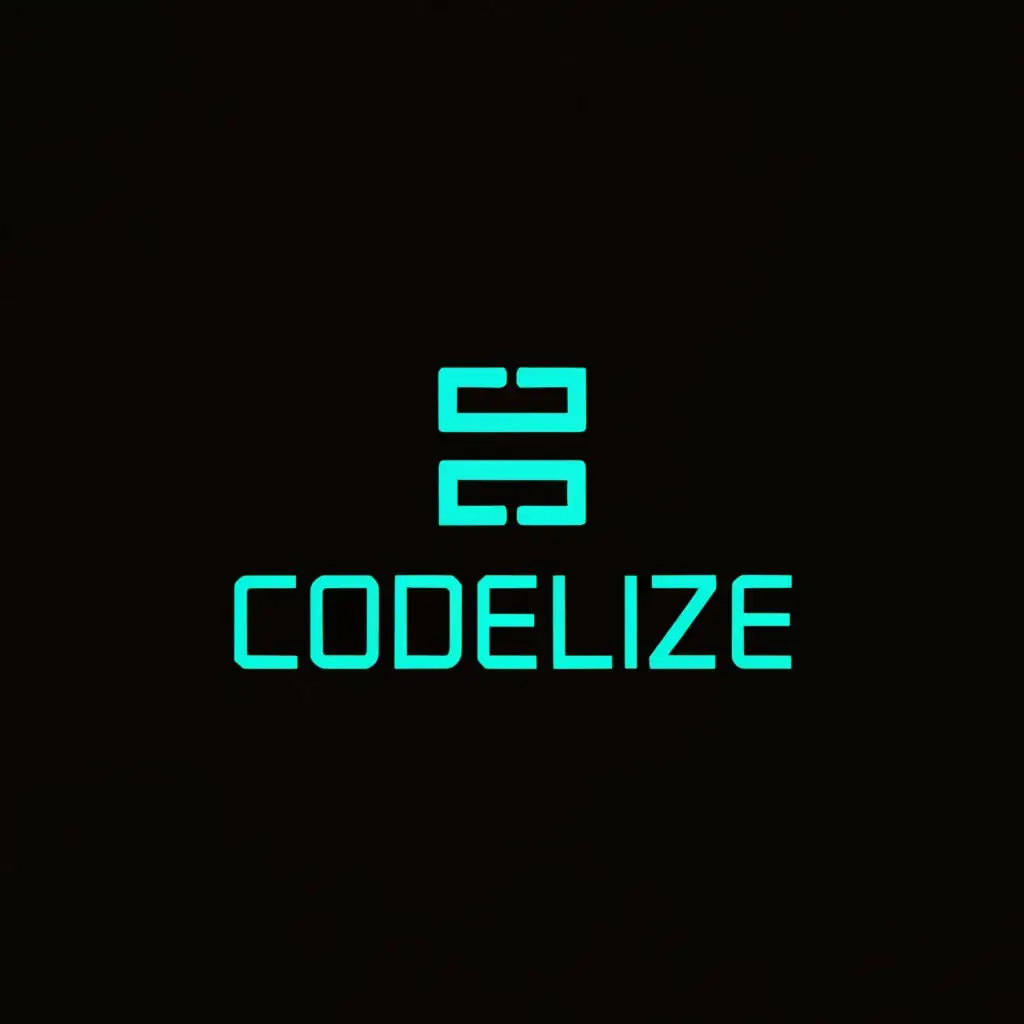 a logo design,with the text "Codelize", main symbol:A black and neon blue combination of html tag as main object,Moderate,be used in Restaurant industry,clear background