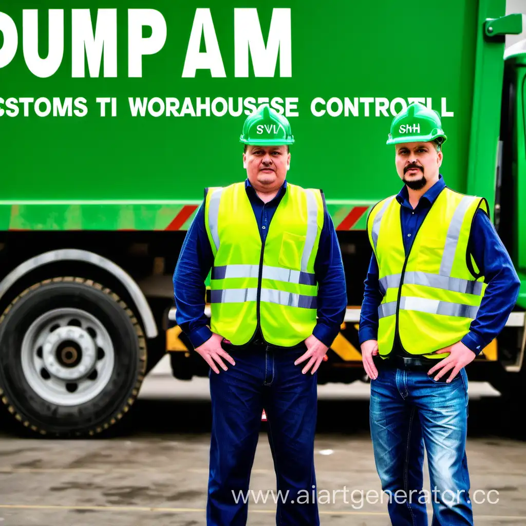 Warehouse-Workers-Accepting-SVH-AMlabeled-Dump-Trucks-in-Customs-Control-Zone