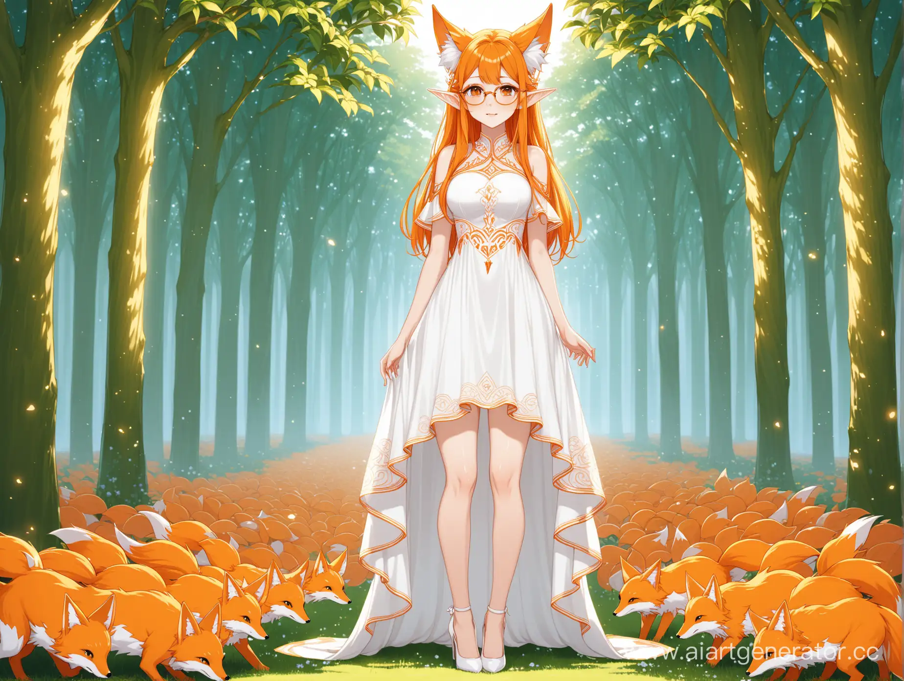 Whimsical-Elf-Girl-with-Orange-Fox-Features-in-Elegant-White-Attire