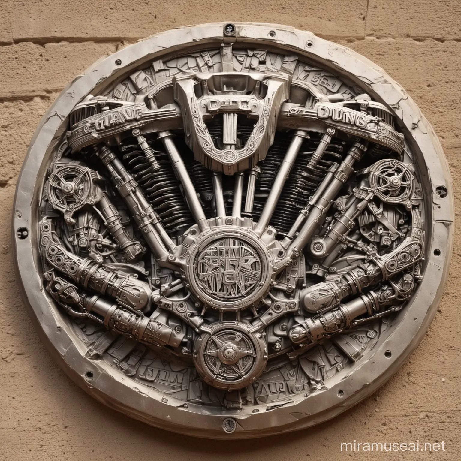 Bas relief rond moteur Harley 