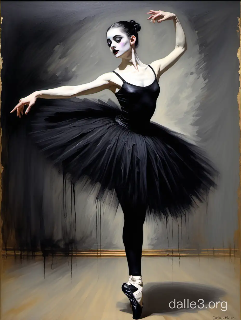 Claude Monetr painting of a goth ballerina