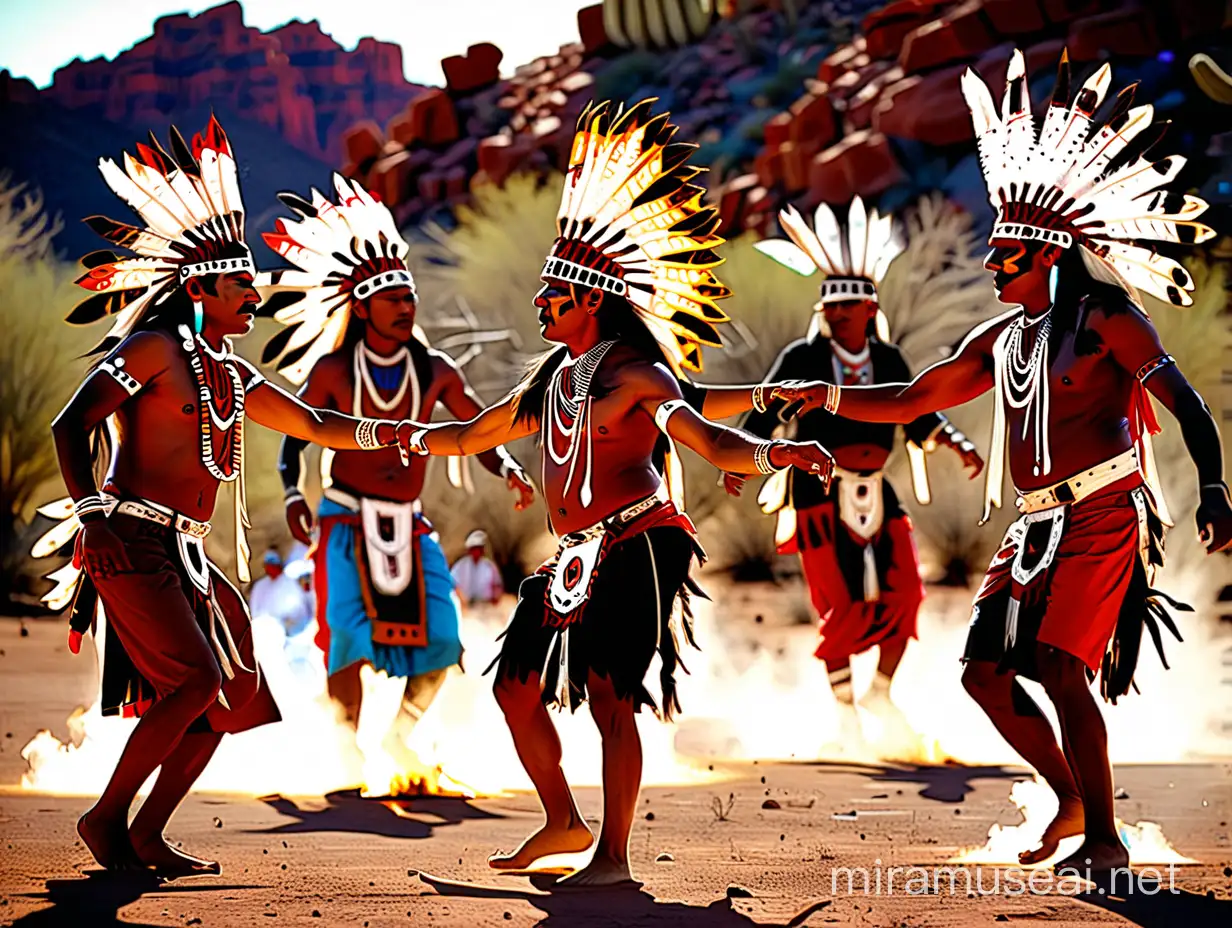 Tribal Indian Dance Ritual in Arizona Desert