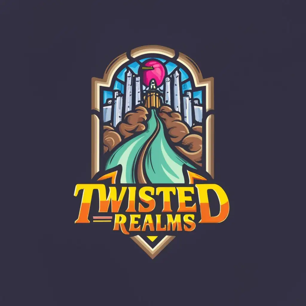 logo, portals gateway torn
worlds playful bombastic
fantasy wonder childlike medieval playful, with the text "Twisted Realms", typography, be used in Animals Pets industry