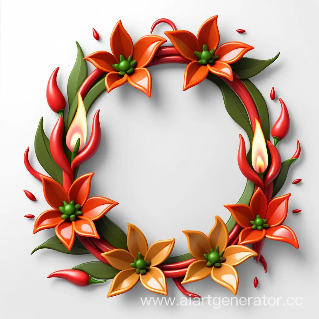 Elegant-3D-Flame-Border-with-Liquid-Bouquets-Floral-Wreath