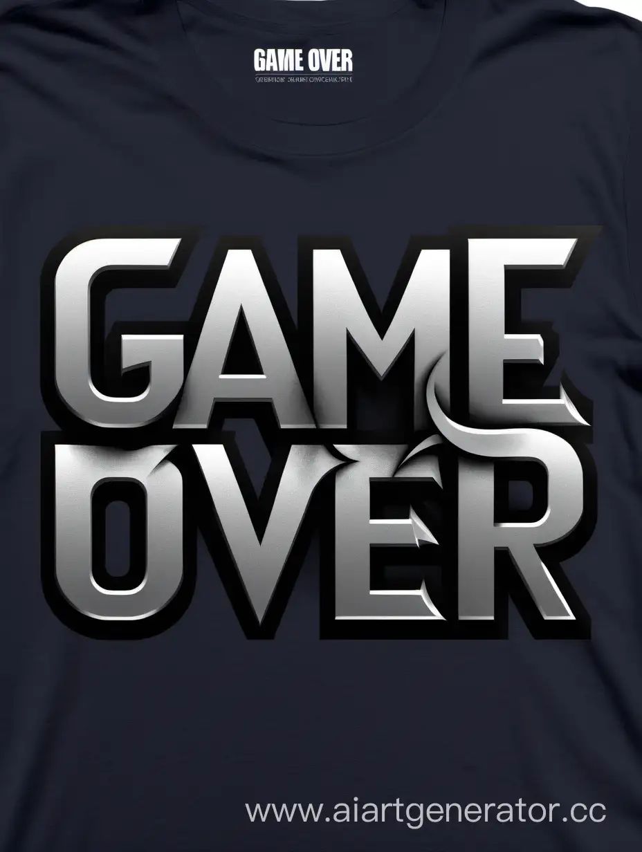 "Game over" with a sleek sans-serif font for a contemporary and stylish appearance on a t-shirt design 