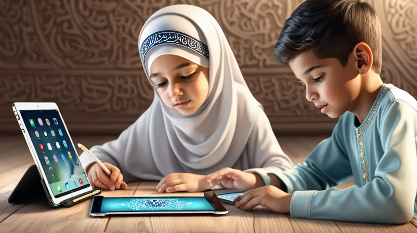 Online Quran lessons for kids
Boy and Girl using ipads on a desk