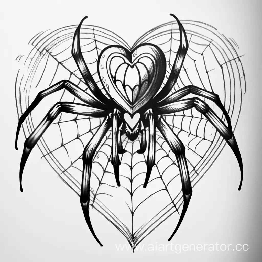 Spider-with-Heart-Tattoo-Sketch