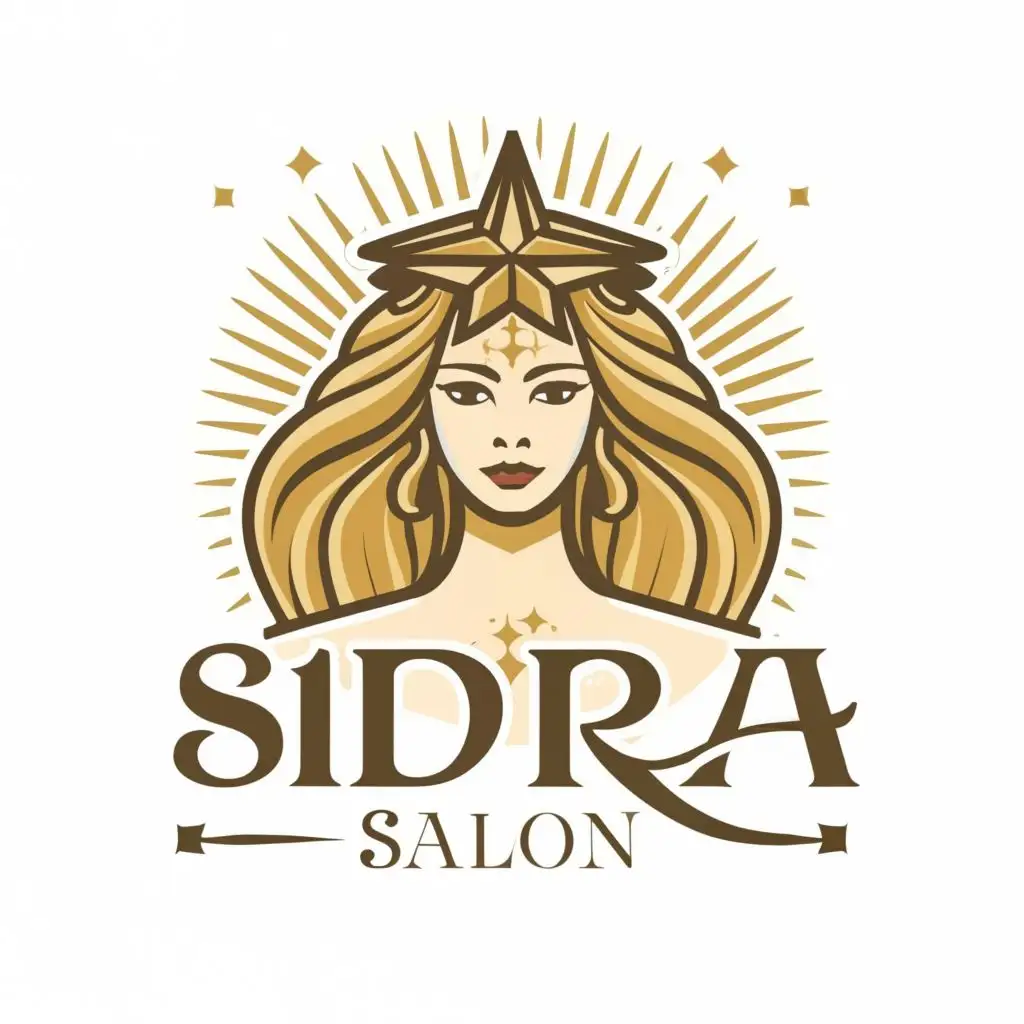 logo, goddess of star, with the text "Sidra Salon", typography, be used in Beauty Spa industry