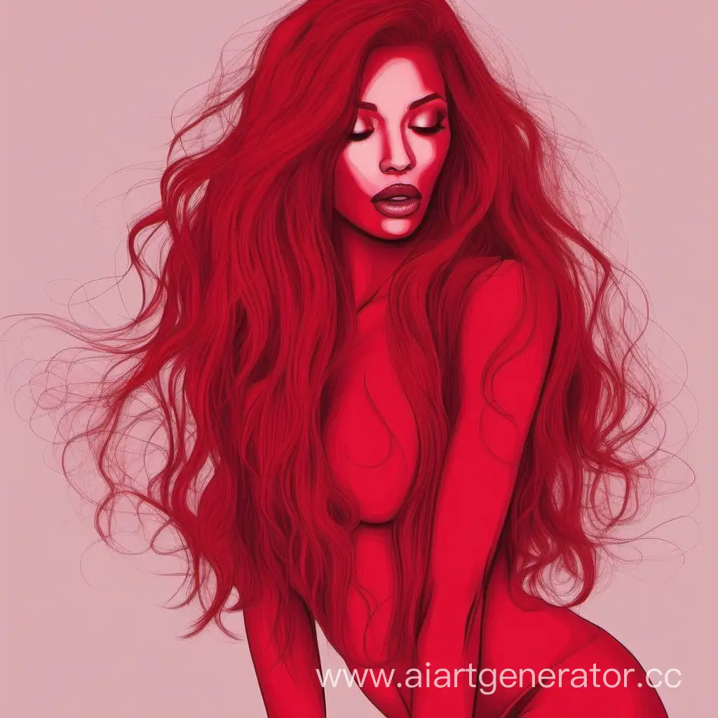 Sensual-Woman-in-Fiery-Red-Atmosphere