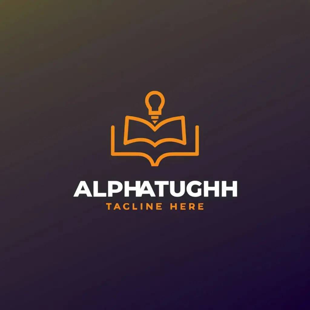 a logo design,with the text "Alphataught", main symbol:Book, pen, knowledge, education,Moderate,be used in Education industry,clear background
