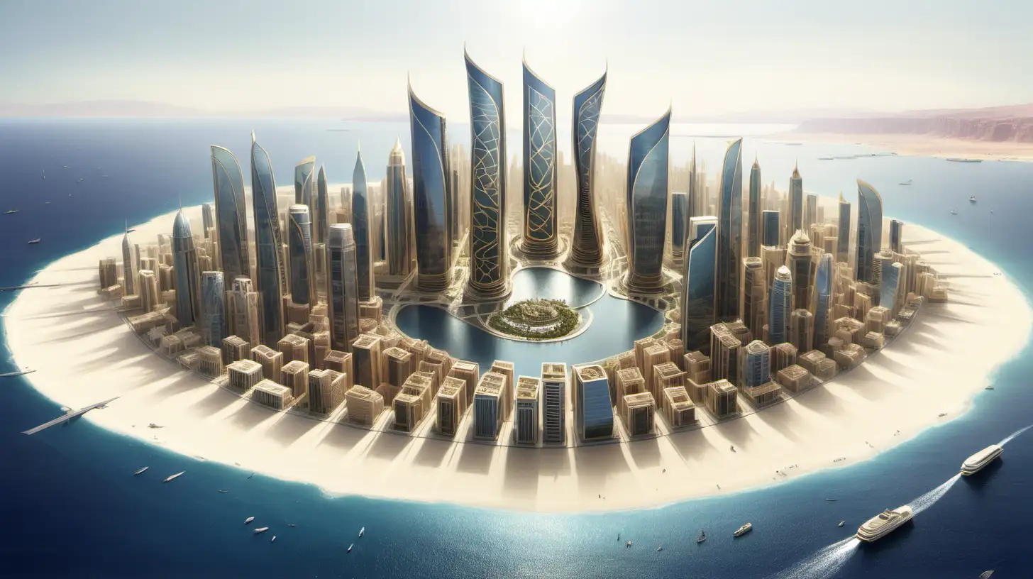 Futuristic Skyline of Neom Mega City at Dusk