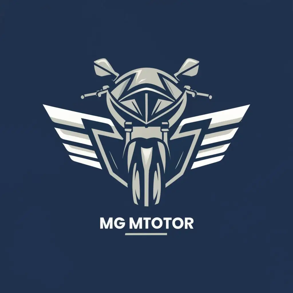 a logo design,with the text "MG-Motor", main symbol:race motorcycle and motorcycle helmet and motor,Moderate,clear background