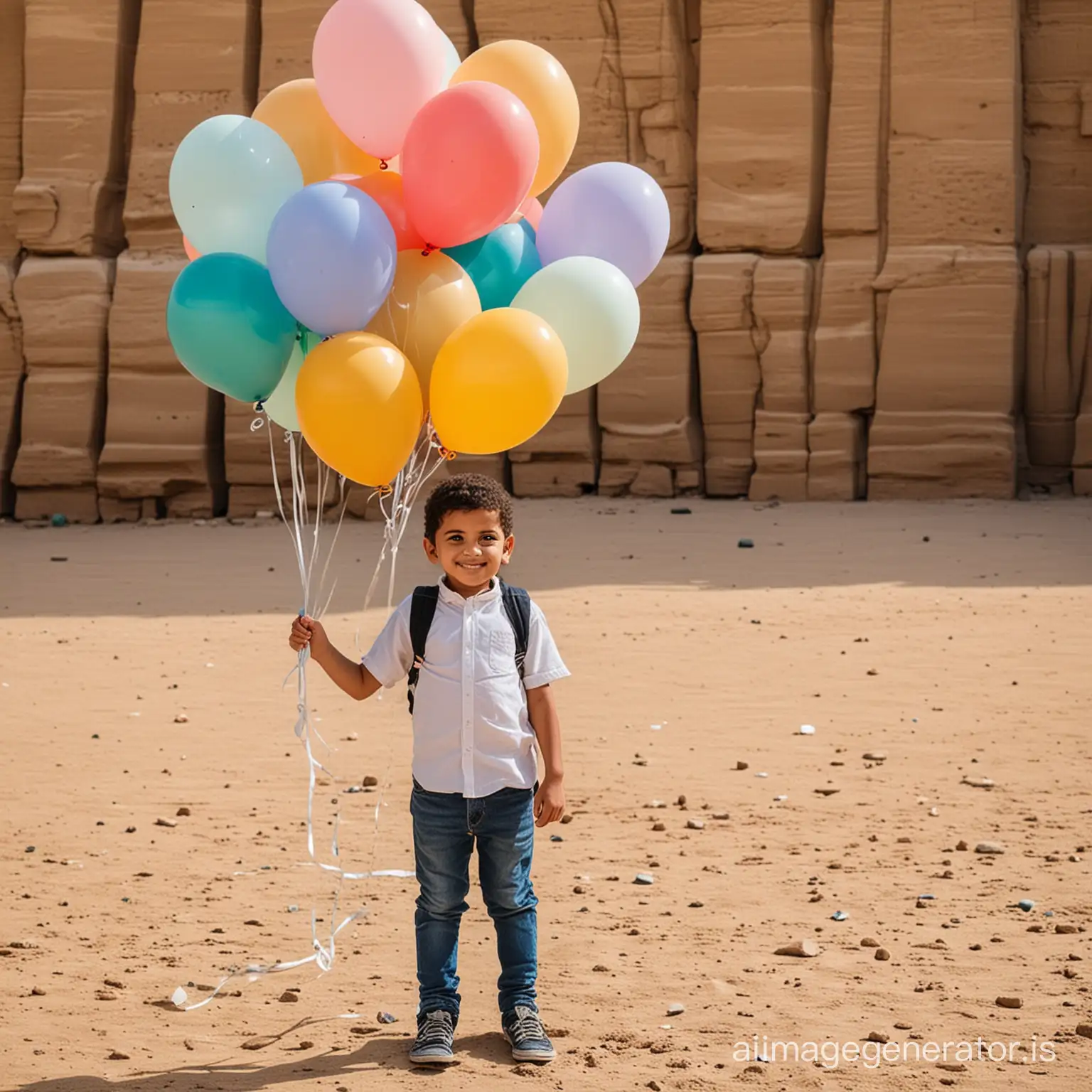 egyptian kid with balloons