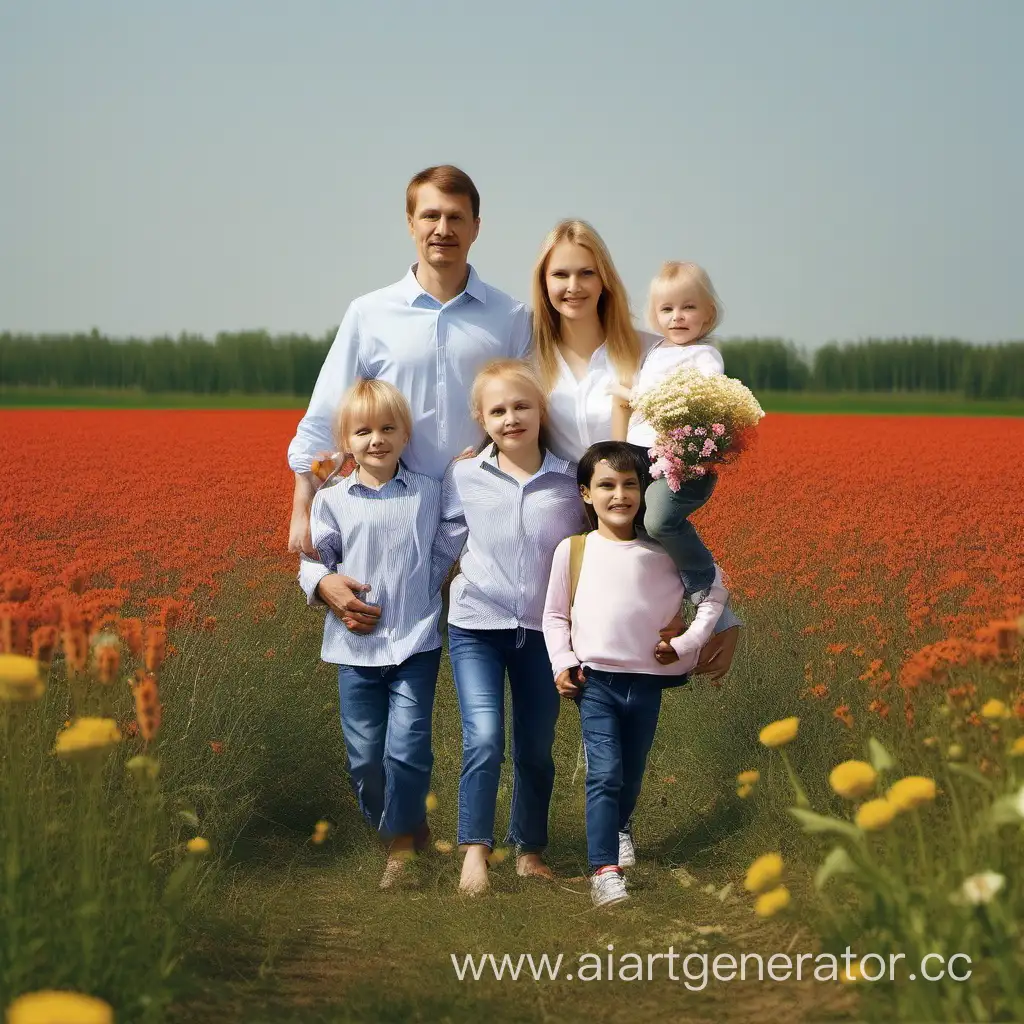 Joyful-Family-Bonding-in-a-Russian-Flower-Field