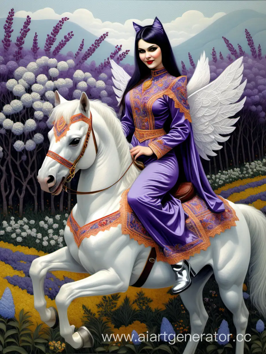 Ukrainian-Hutsul-Embroidery-Advice-Natalia-Didenko-in-Cat-Costume-amid-Persian-Lilac-Thickets