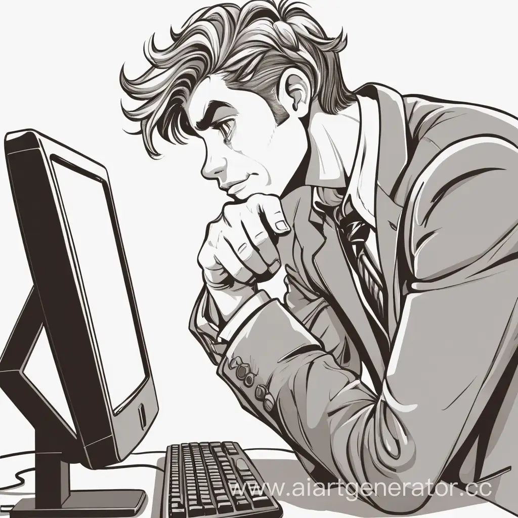 Admiring-Love-Enamored-Guy-Gazing-at-Monitor-with-Cheeks-Resting-on-Hands