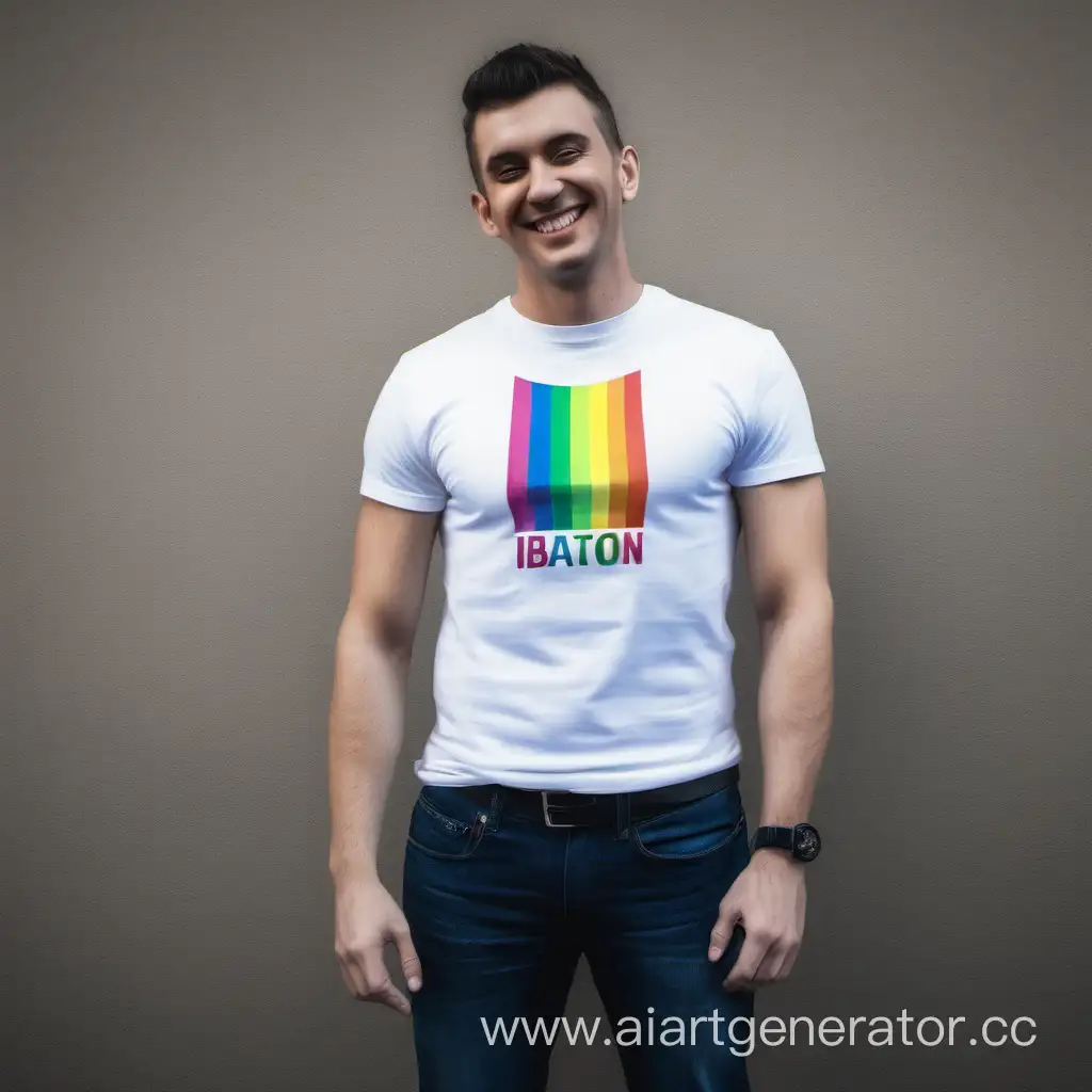 Gay-Man-Wearing-iBaton-TShirt