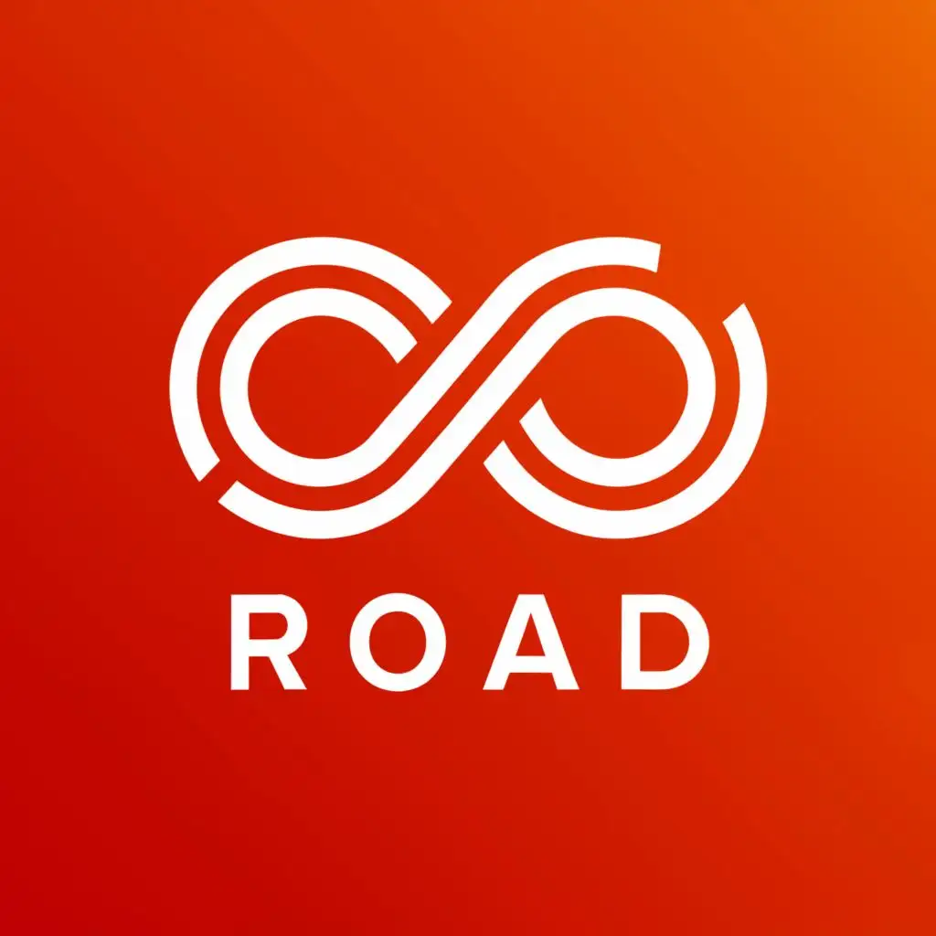 a logo design,with the text "ROAD", main symbol:simple lines, natural, background in single color, color is tangerine red bottom white text,Moderate,be used in Internet industry,clear background