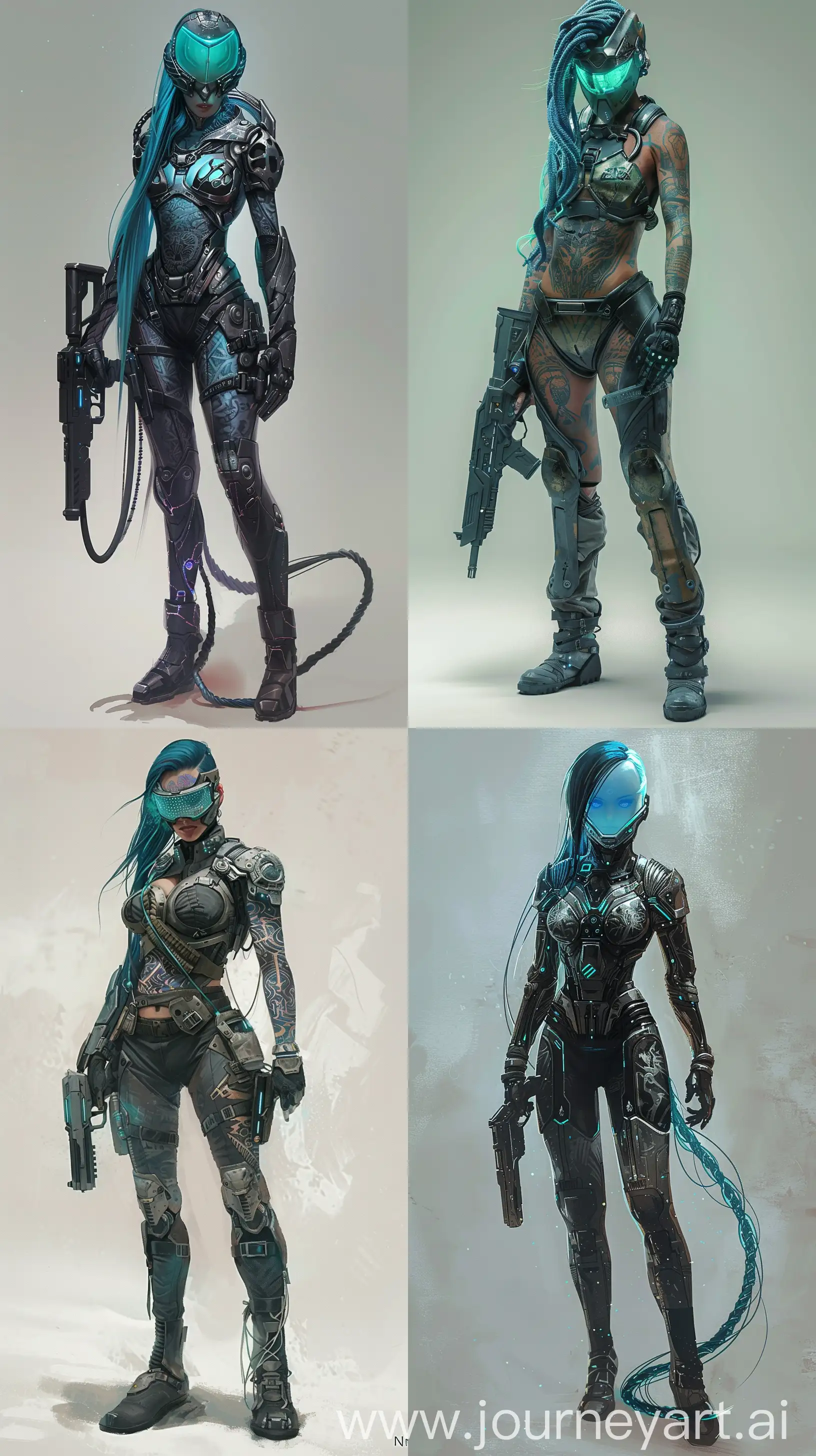 Futuristic-Female-Bounty-Hunter-in-Sleek-Armor-with-Elegant-Gun