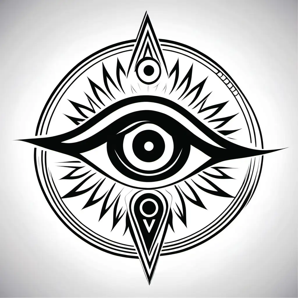 Third eye, black and white, logo, vector. 