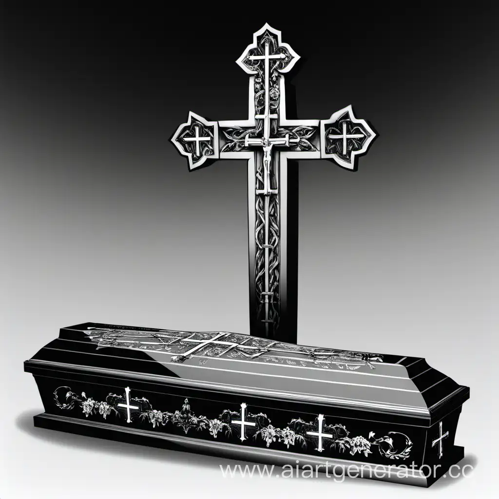 Cemetery-Burial-Scene-with-Coffin-and-Grave-Cross