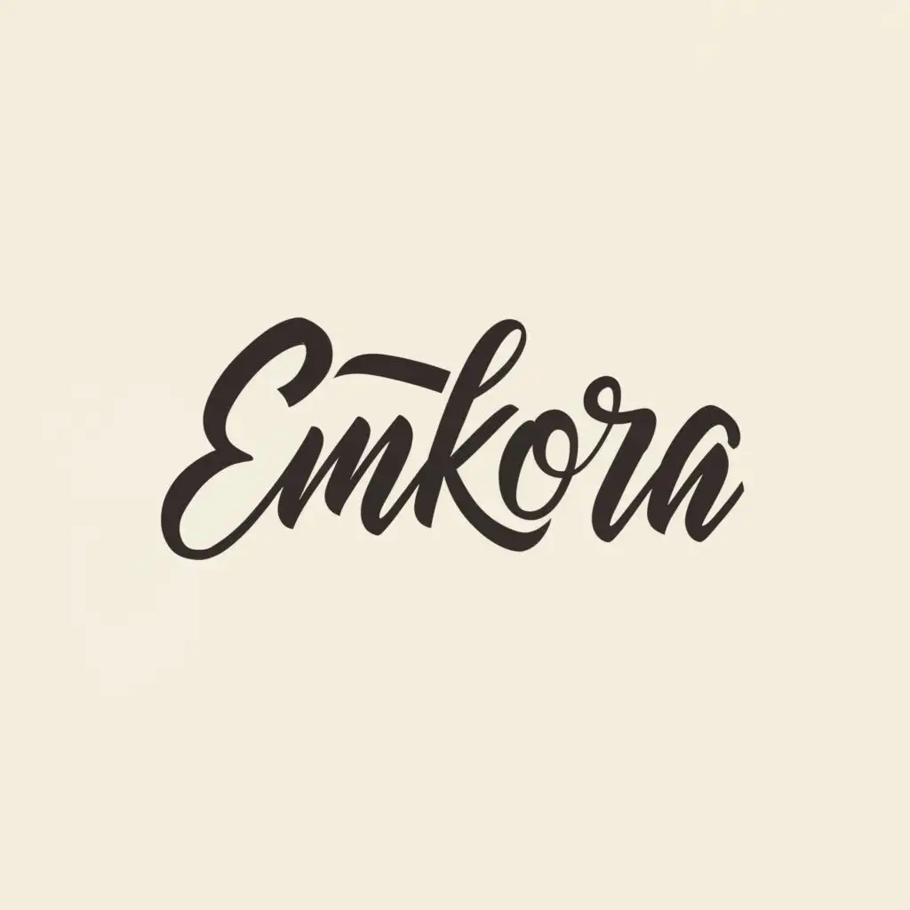 logo, Emkora, with the text "Emkora", typography