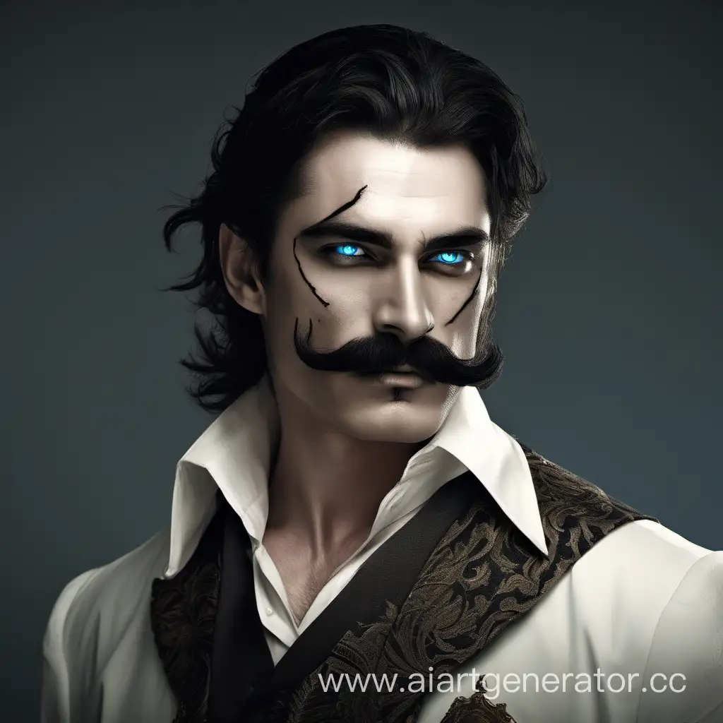 Handsome-Noble-Man-with-Black-Mustache-Scar-and-Blue-Eyes