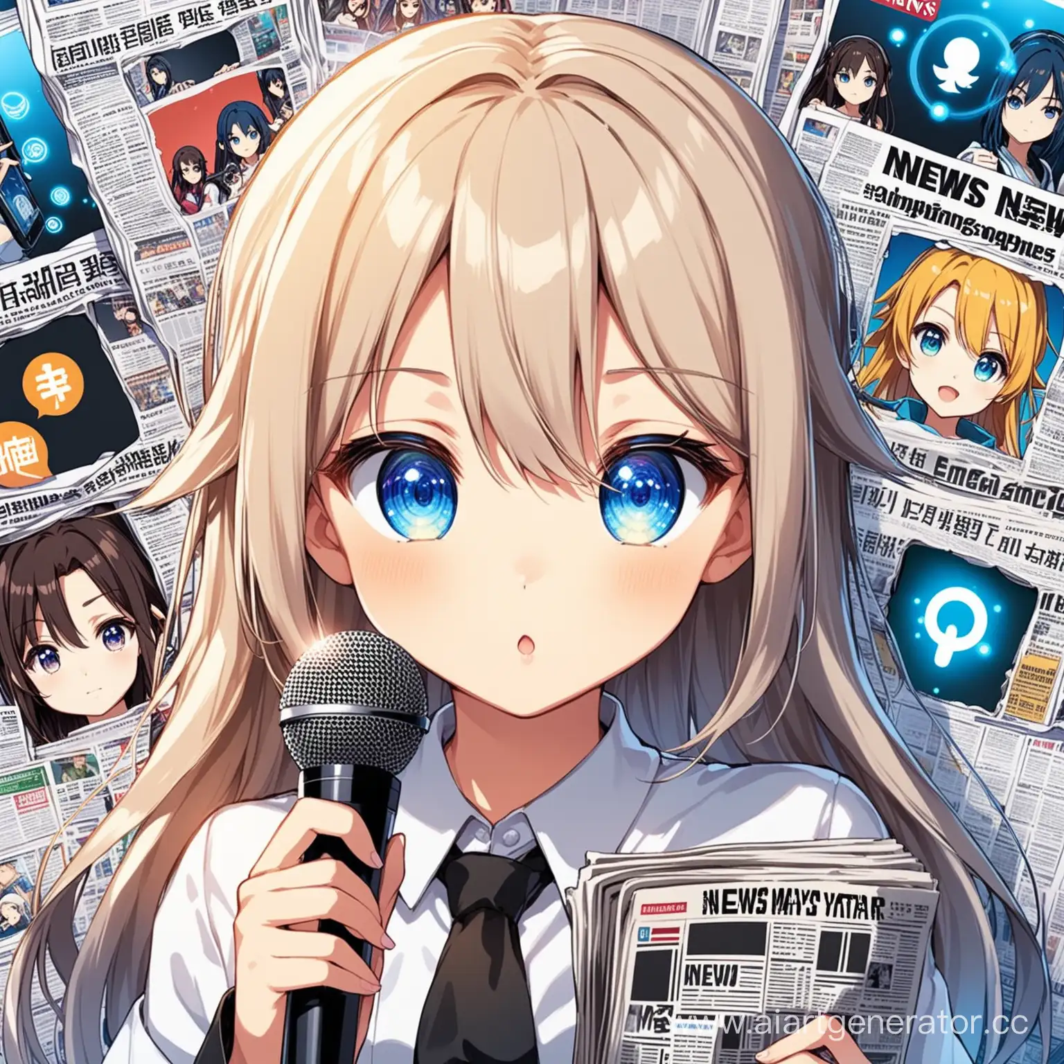 Anime-Girl-Holding-Microphone-Surrounded-by-News-Elements