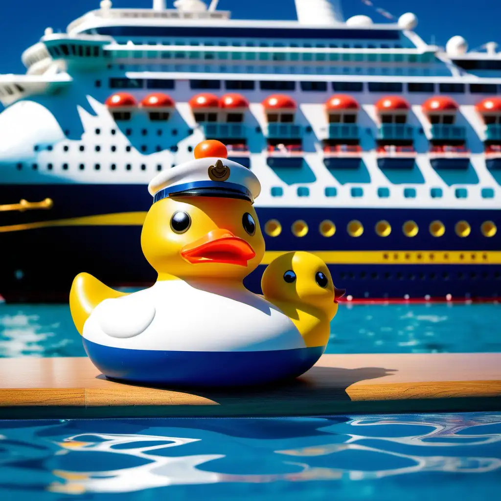 Giant Rubber Duck Floats Alongside Majestic Cruise Ship