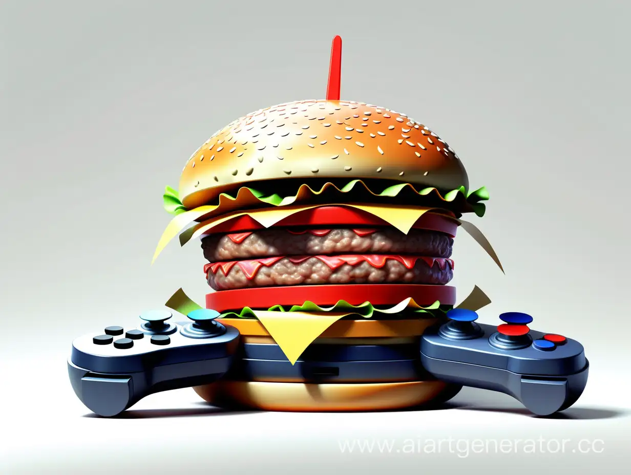 Vector-Style-Burger-with-CD-Discs-and-Gaming-Joysticks-Filling