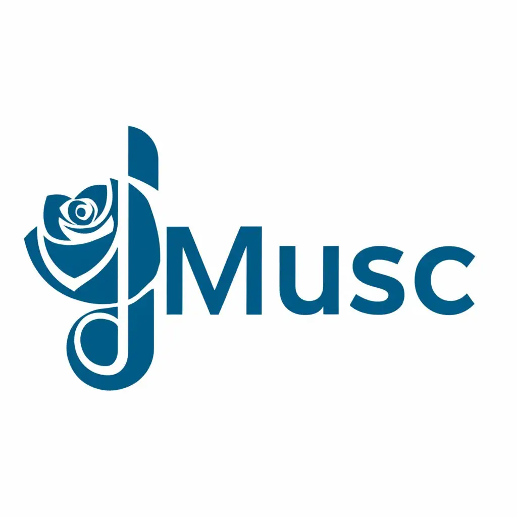 a logo design,with the text "music", main symbol:blue rose,Moderate,clear background