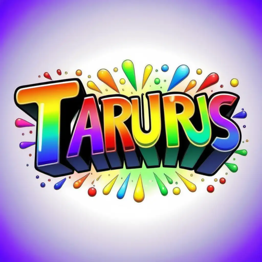  cartoon words taurus  in rainbow colors

