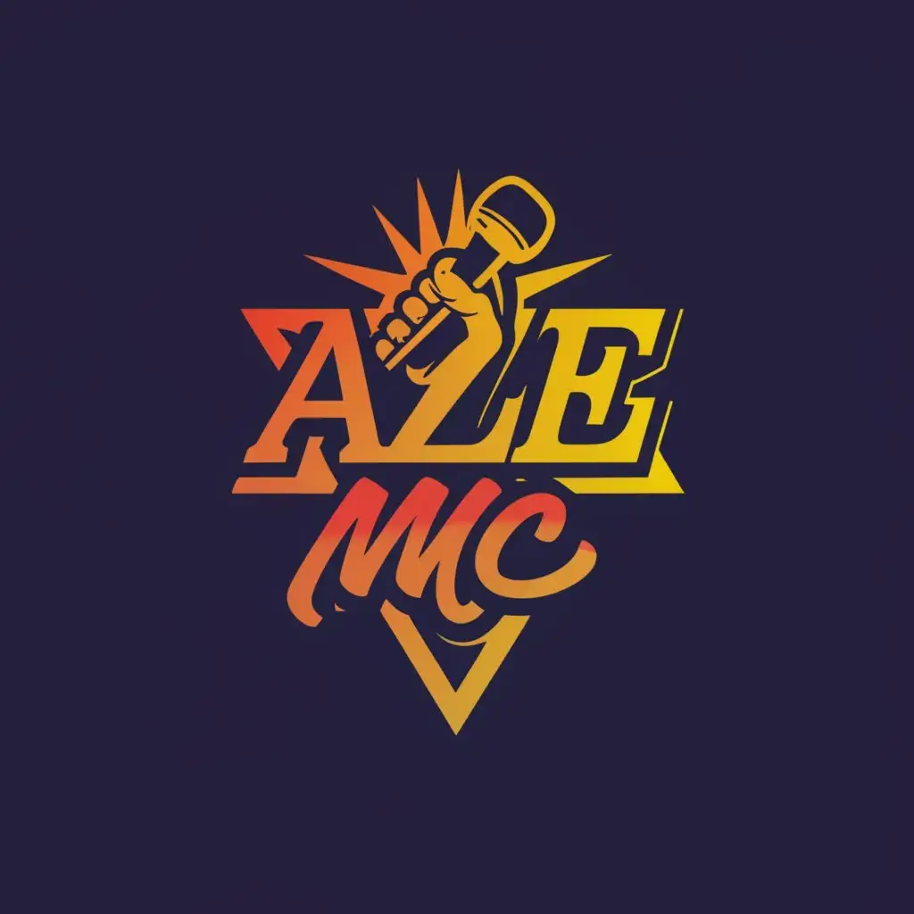 a logo design,with the text "AZE MC", main symbol:A HAND HOLDING A MICROPHONE UP,complex,be used in Entertainment industry,clear background