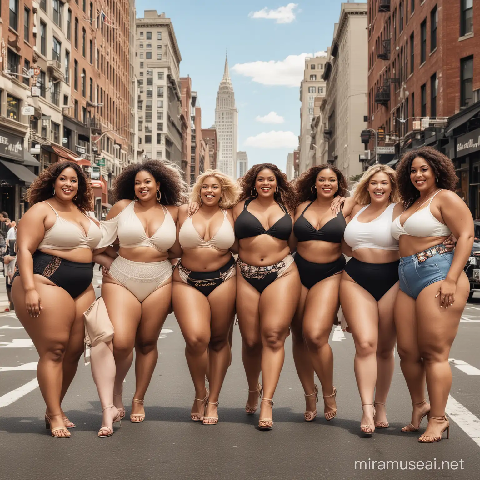 "Create a vibrant and empowering Facebook cover photo celebrating the beauty and diversity of plus-sized American women. Showcase a group of confident and stylish women of various ages, ethnicities, and body types, standing together with smiles on their faces, exuding confidence and positivity. Set against an iconic American backdrop, such as a city skyline or scenic landscape, the image should convey a message of inclusivity, empowerment, and body positivity. Incorporate the page name 'jCurvyChic USA' in an elegant and eye-catching font, complementing the overall theme of the image."






