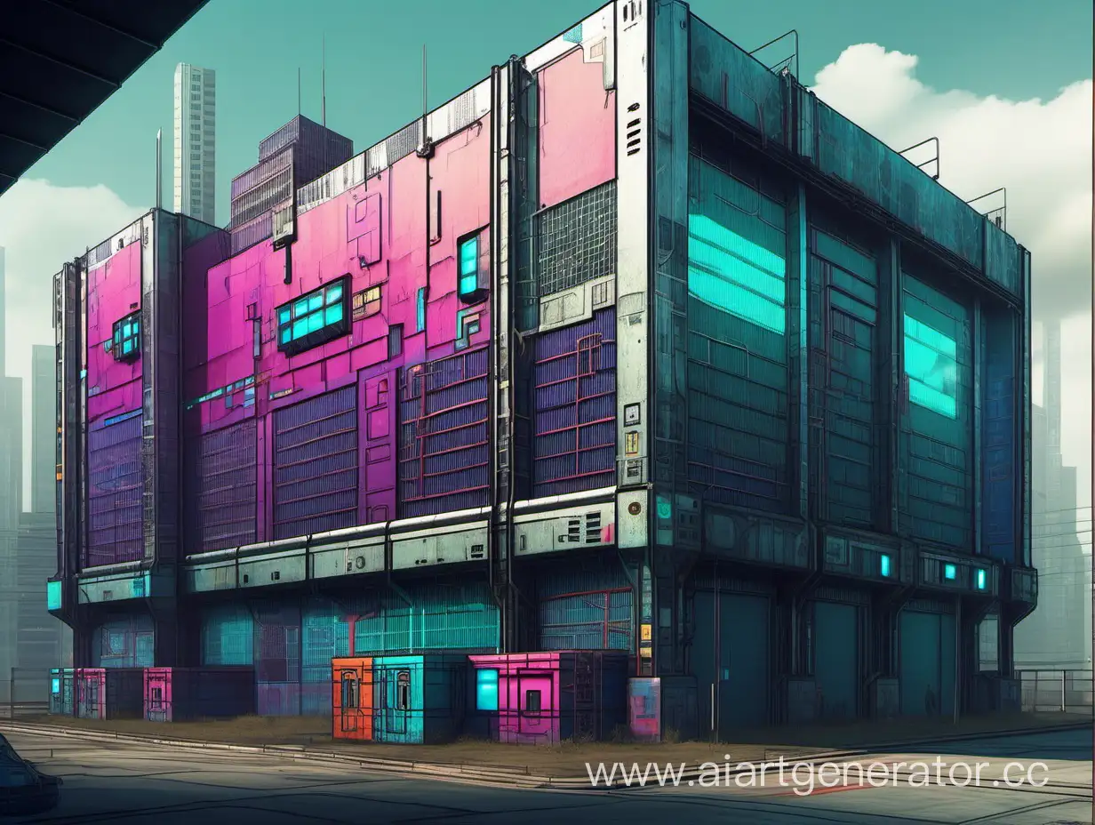 Multicolored-Futuristic-Cyberpunk-Warehouse-with-Advanced-Design