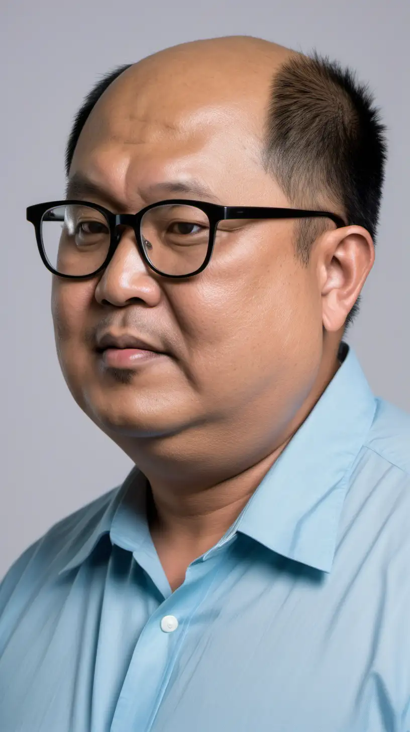 Portrait of a Southeast Asian MiddleAged Man in Glasses