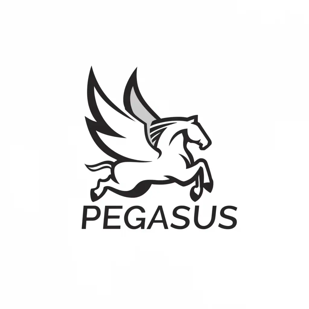 a logo design,with the text 'Pegasus', main symbol:White Pegasus Running, clean, simple,complex,clear background. Simliar images