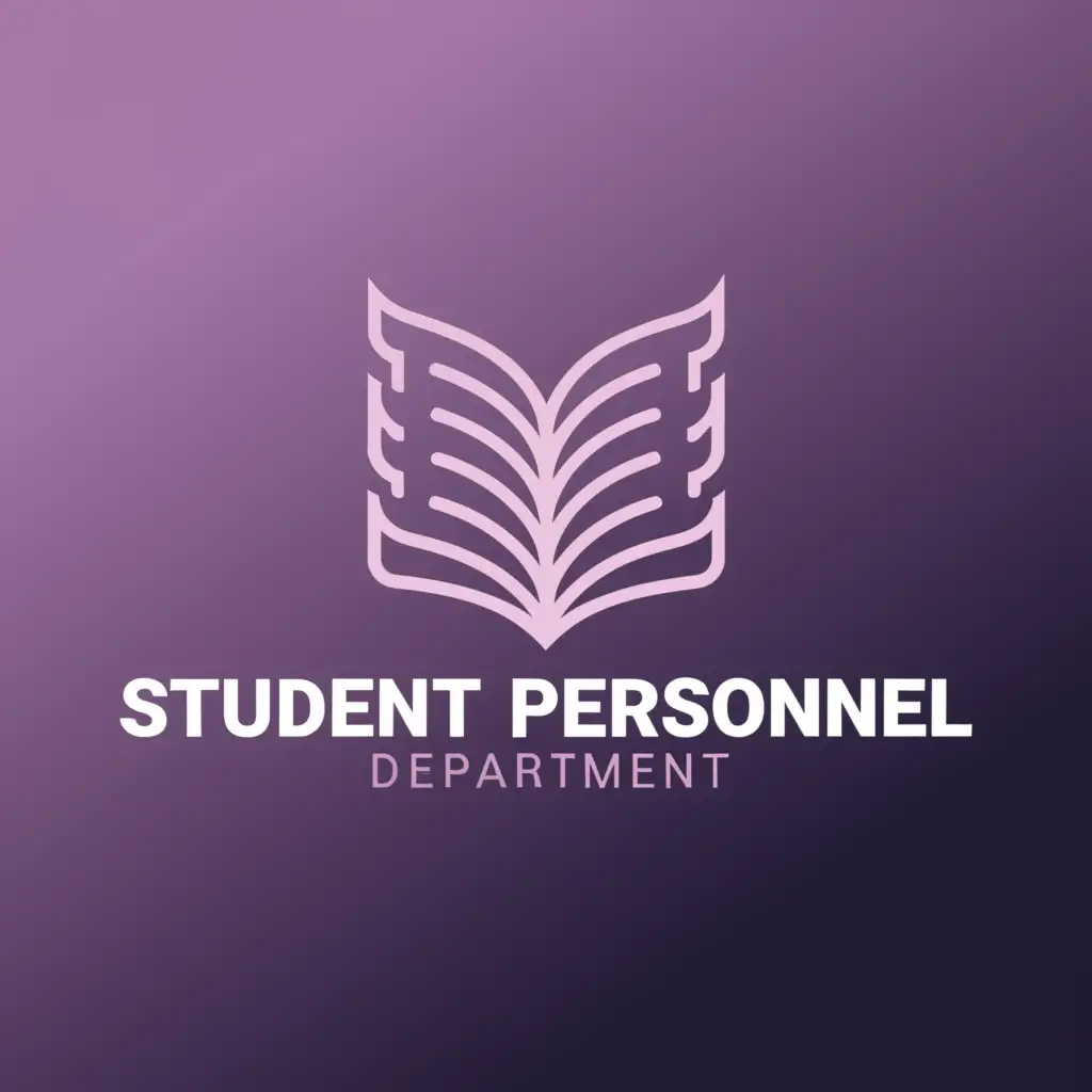 a logo design,with the text "Draw a logo for the "Student Personnel Department" application using blue and purple shades.", main symbol:Book,Moderate,clear background